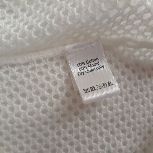 Lilla P Open Open Knit Cardigan Sweater Women's M White Long Sleeves - Picture 11 of 11